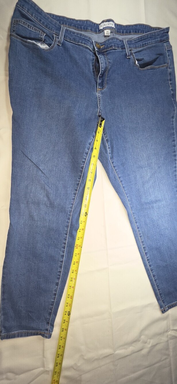 Ava & Viv Women's Relaxed Fit High-Rise Jeans, Size 20, Blue Rn 17730 Sku 0246